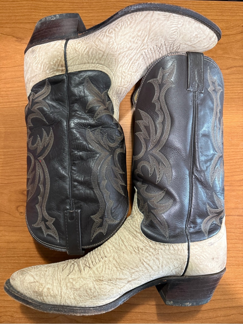 Dan Post Two-Tone Brown and Cream Western Cowboy Boots